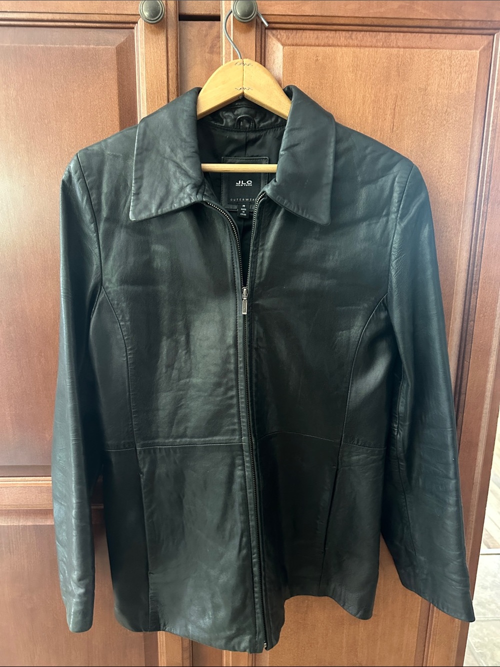 Jennifer Lopez Black Leather Zip Jacket